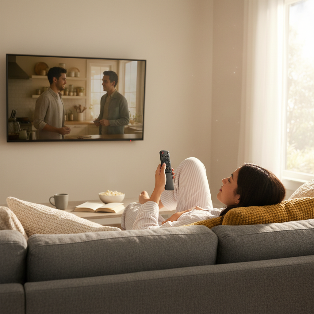 Android TV mujer sofá