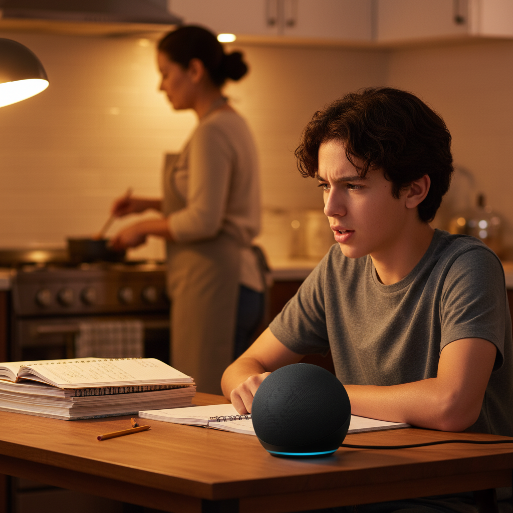 Echo Dot estudiante primer plano